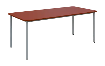 JSBR 190N Jídelní stůl 1900 x 900 mm, deska cihlově červená / podnož stříbrná